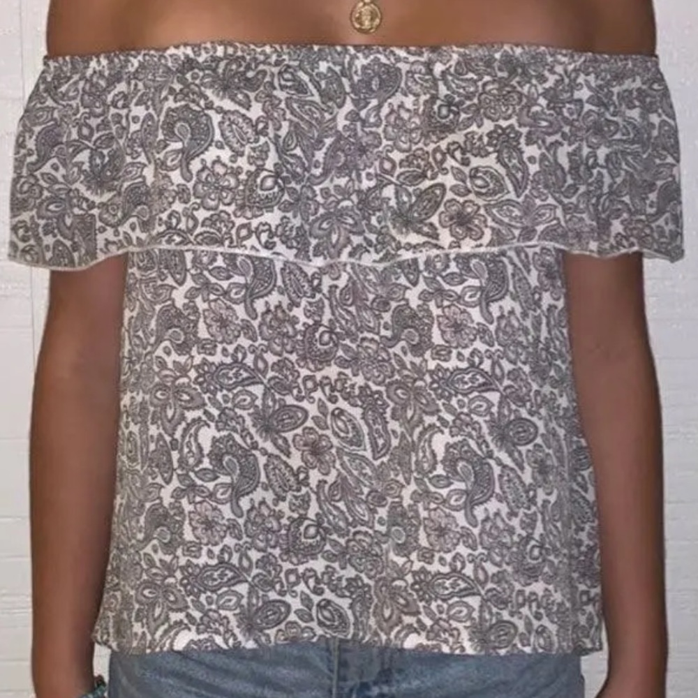 Hollister Off The Shoulder Paisley Top